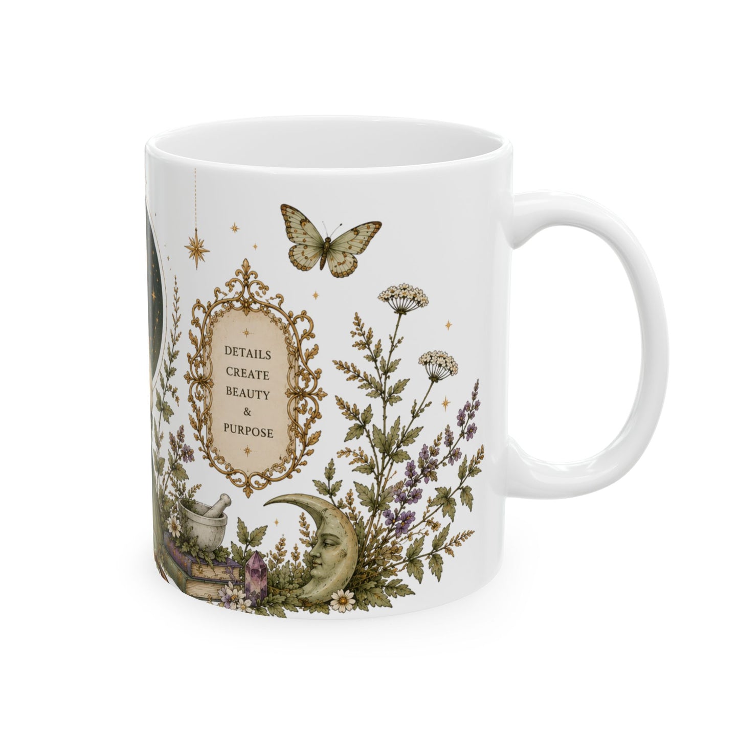 Virgo Zodiac Ceramic Mug – Vintage Botanical Astrology Coffee Cup (11oz)