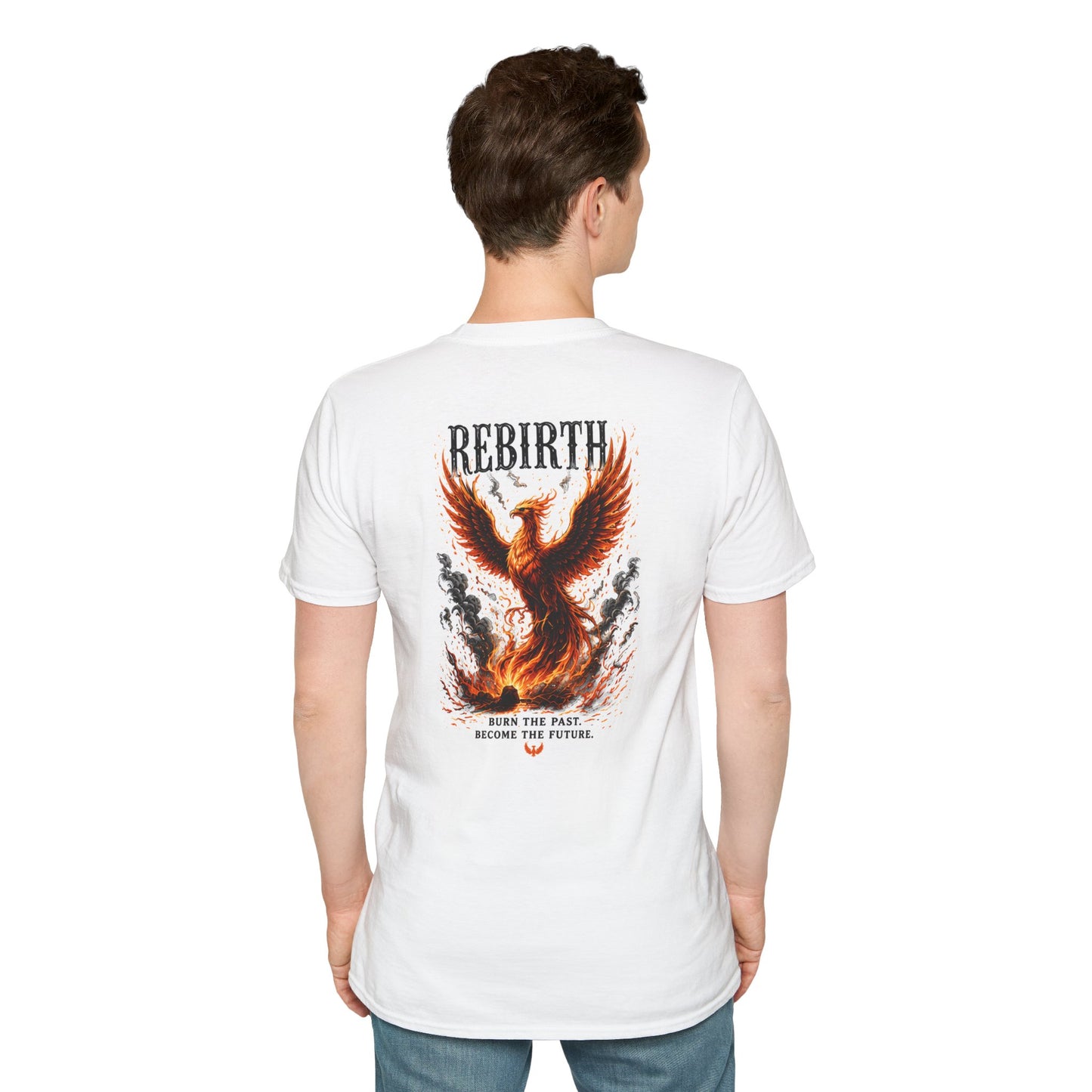 Rebirth T‑Shirt — Minimal Fiery Bird Graphic