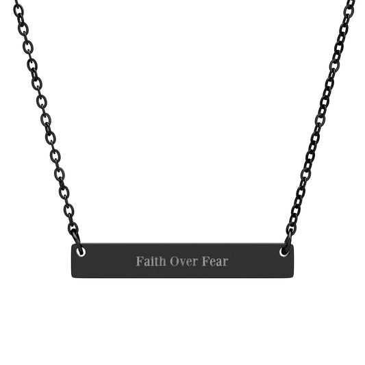 "Faith over fear" - Engravable Horizontal Bar Necklace
