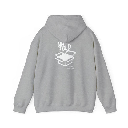 Hoodie — UNFOLD Box Graphic Pullover (Minimal Logo)
