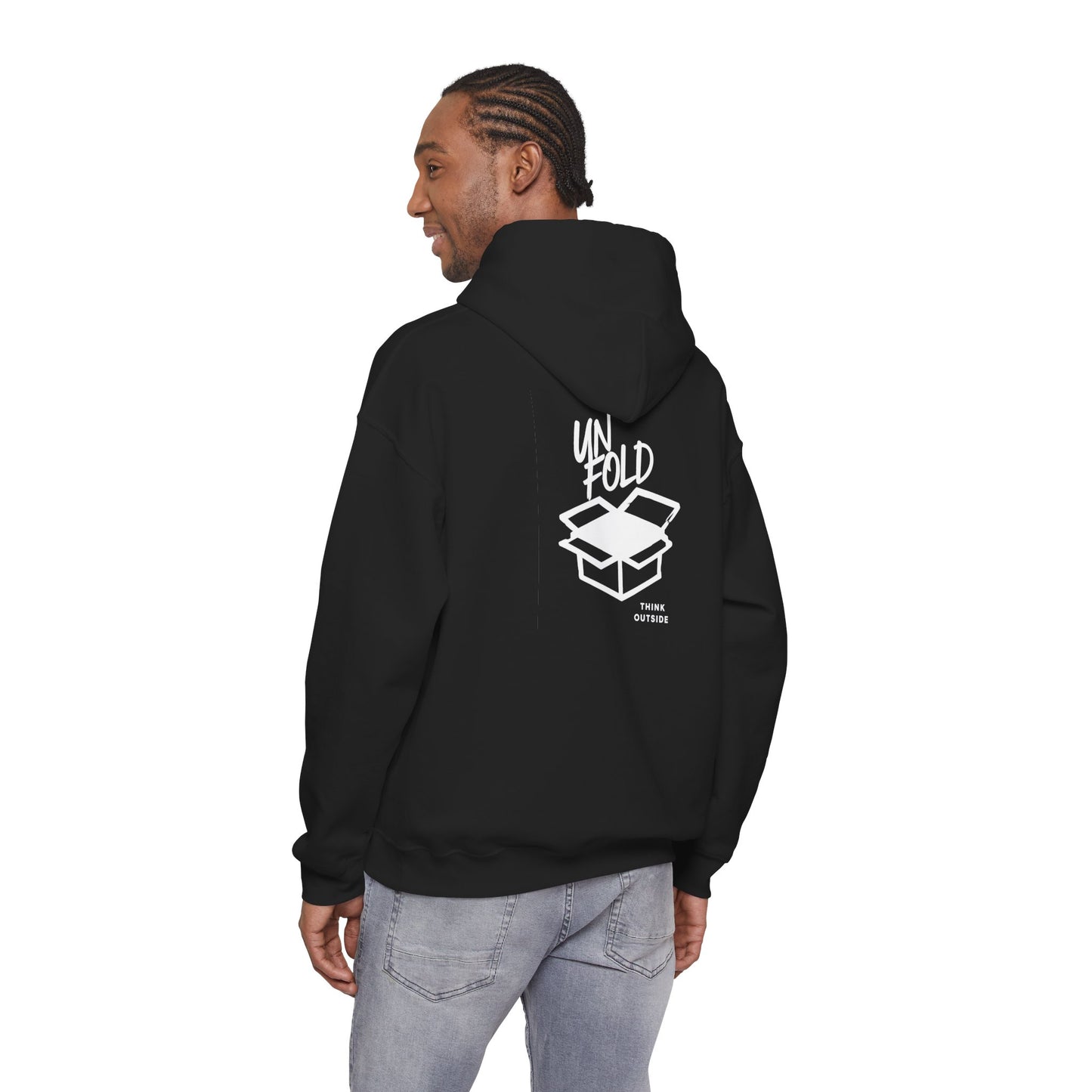 Hoodie — UNFOLD Box Graphic Pullover (Minimal Logo)