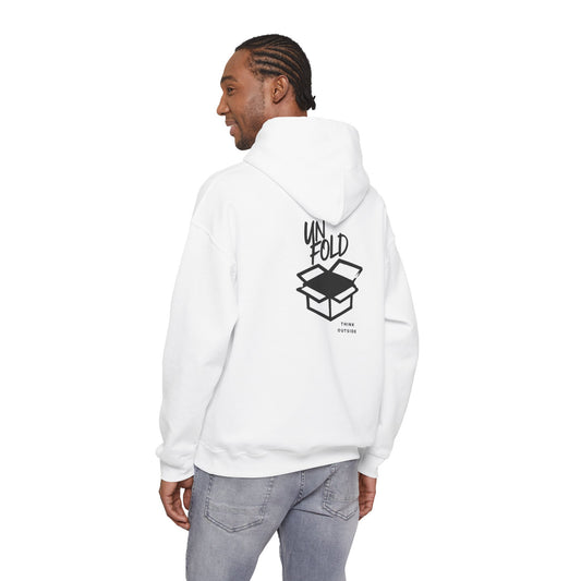 Hoodie — UNFOLD Box Graphic Pullover (Minimal Logo)