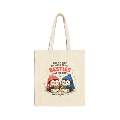 Besties at Heart Penguin Tote Bag | Cute Long Distance Friendship Tote Bag