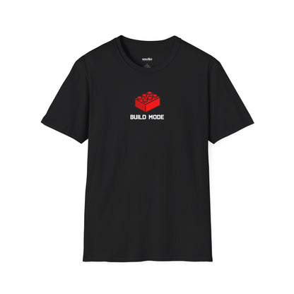 Build Mode T‑Shirt — Red Brick Graphic Tee for Builders & Lego Fans