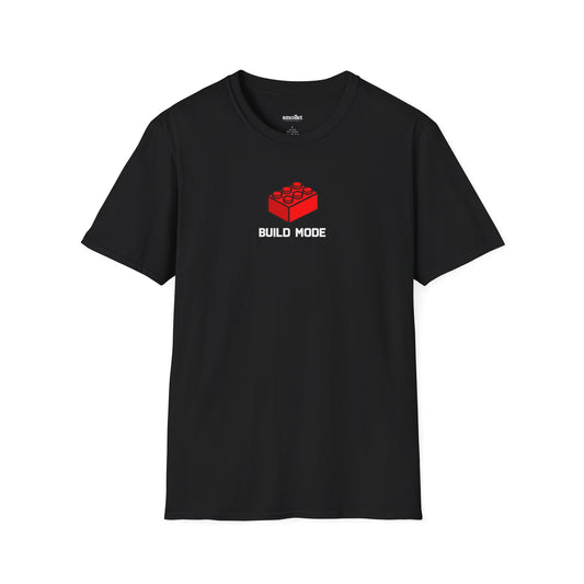 Build Mode T‑Shirt — Red Brick Graphic Tee for Builders & Lego Fans