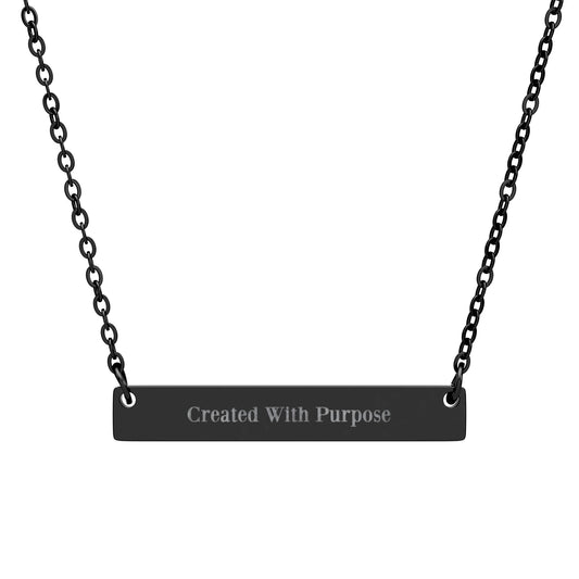 "Created with Purpose"  - Engravable Horizontal Bar Necklace