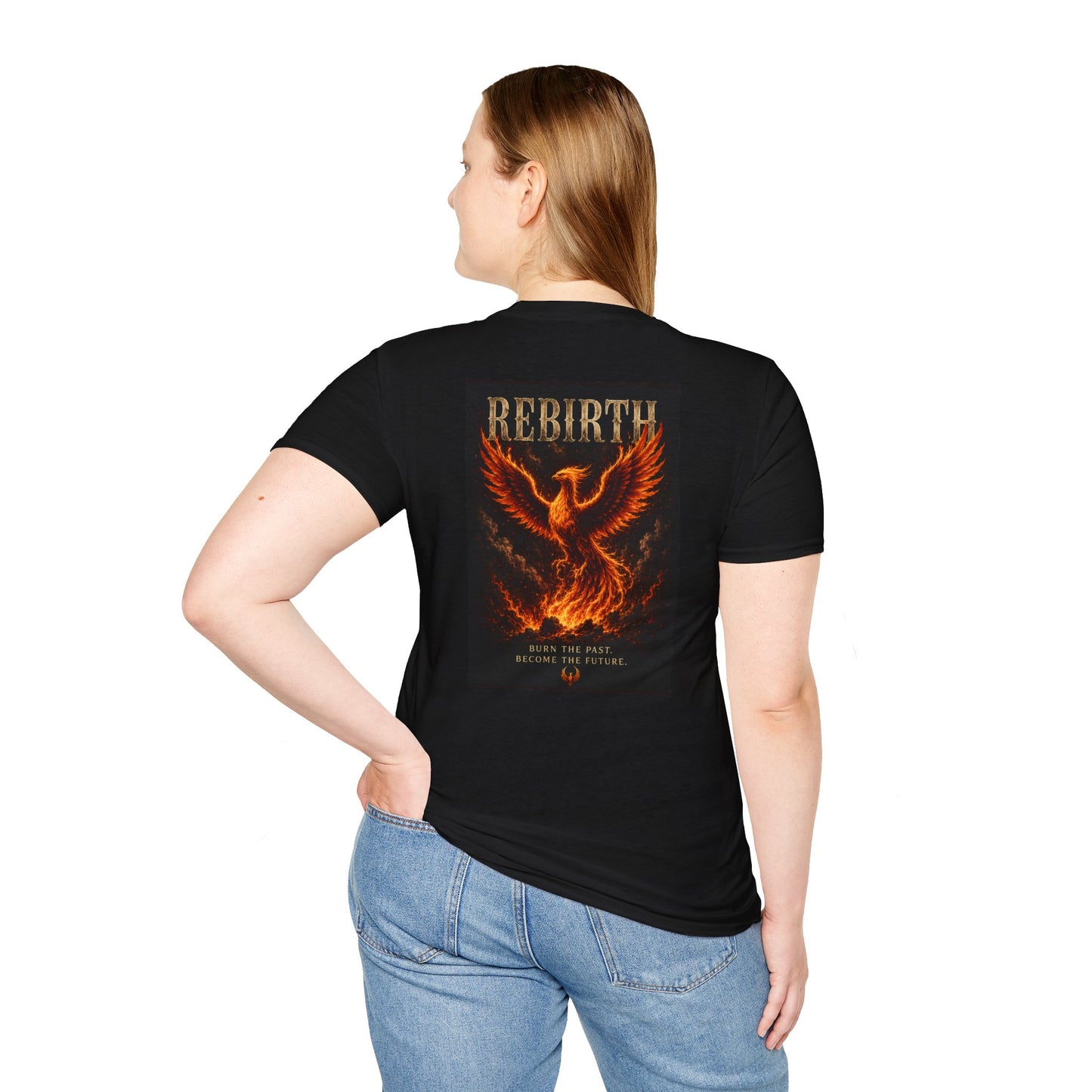 Rebirth T‑Shirt — Minimal Fiery Bird Graphic