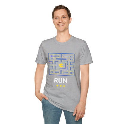 Pac-Man Maze Tee — Retro Arcade "RUN" Graphic T-Shirt