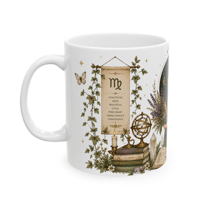 Virgo Zodiac Ceramic Mug – Vintage Botanical Astrology Coffee Cup (11oz)