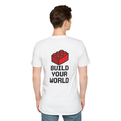 Build Your World Pixel Brick Inspirational Graphic  T-Shirt