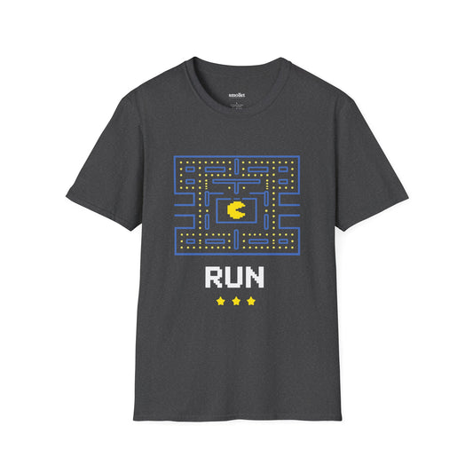 Pac-Man Maze Tee — Retro Arcade "RUN" Graphic T-Shirt