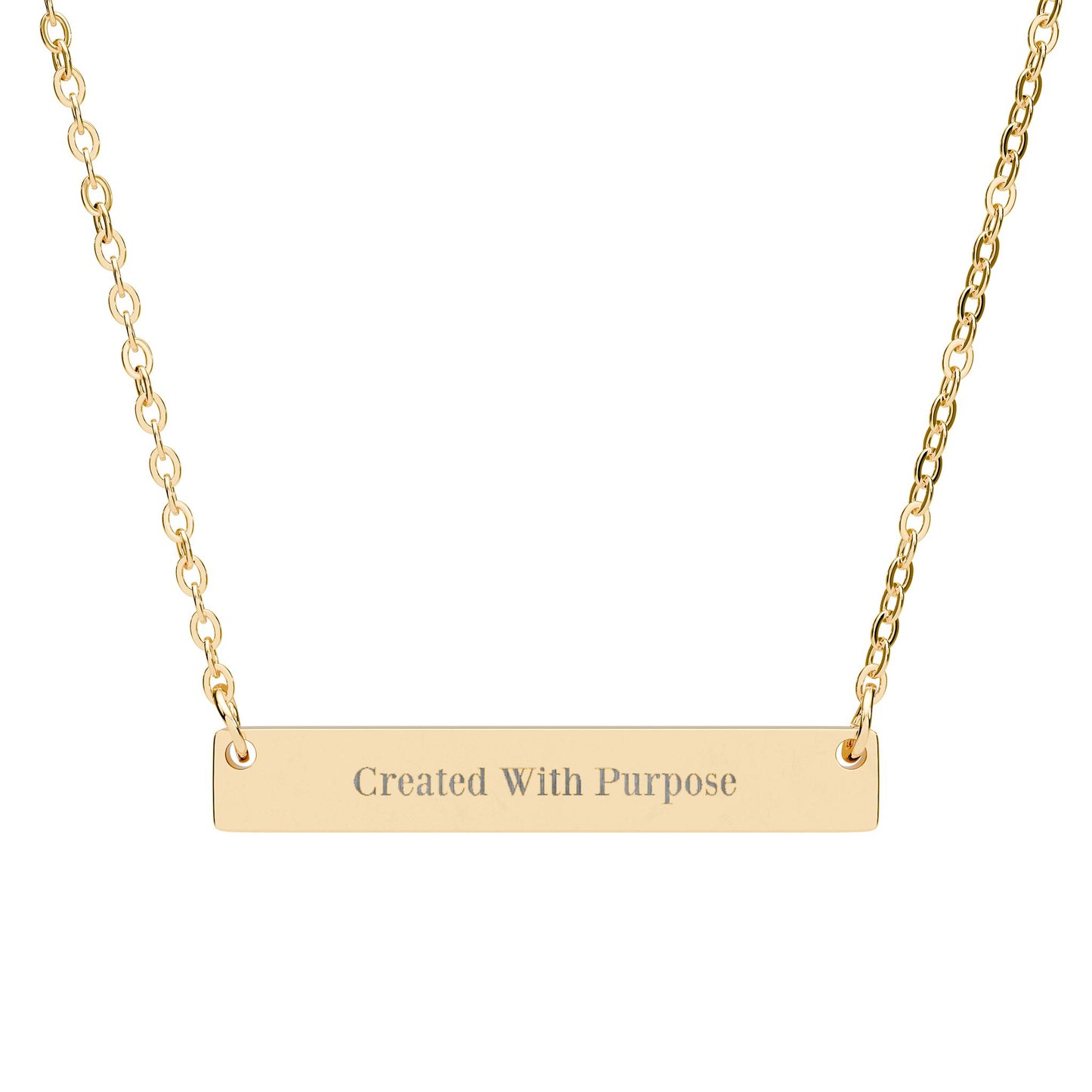 "Created with Purpose"  - Engravable Horizontal Bar Necklace
