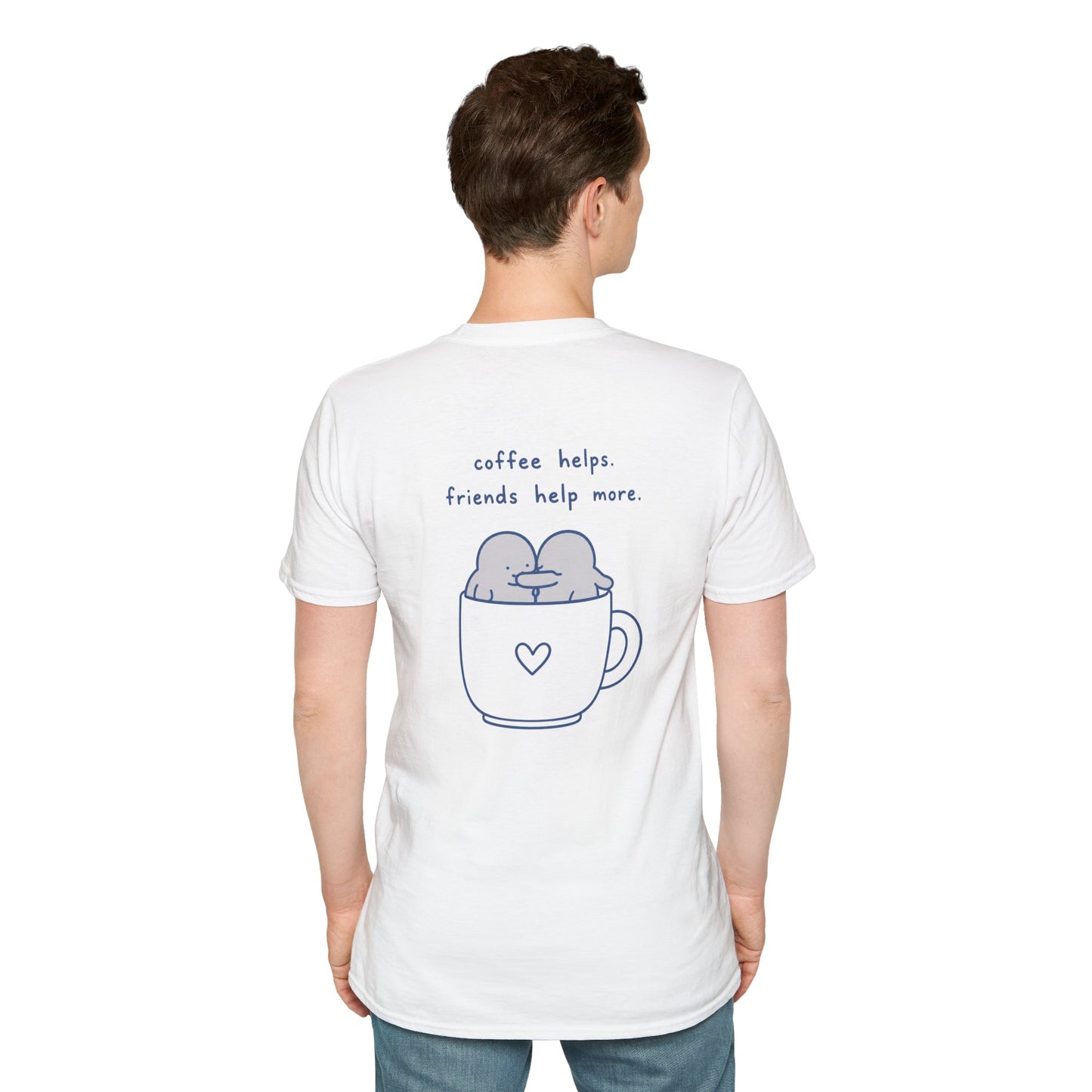 Coffee Helps Friends Help More Shirt | Cute Coffee Lover Friendship T-Shirt | Best Friend Graphic Tee