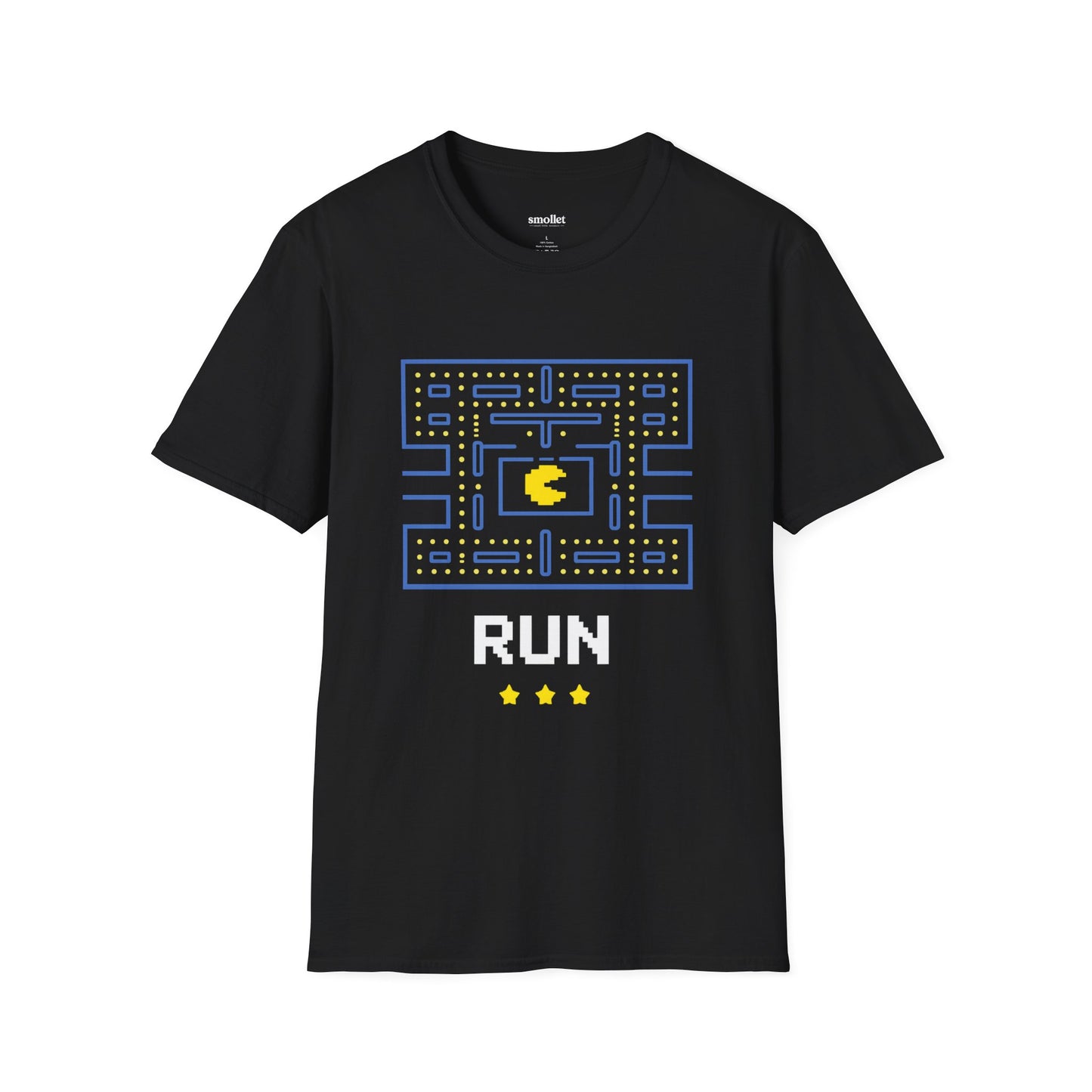 Pac-Man Maze Tee — Retro Arcade "RUN" Graphic T-Shirt