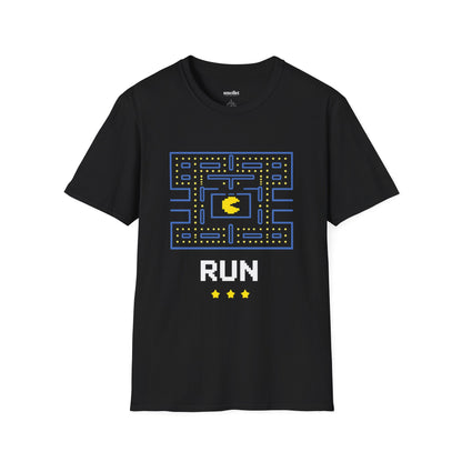 Pac-Man Maze Tee — Retro Arcade "RUN" Graphic T-Shirt