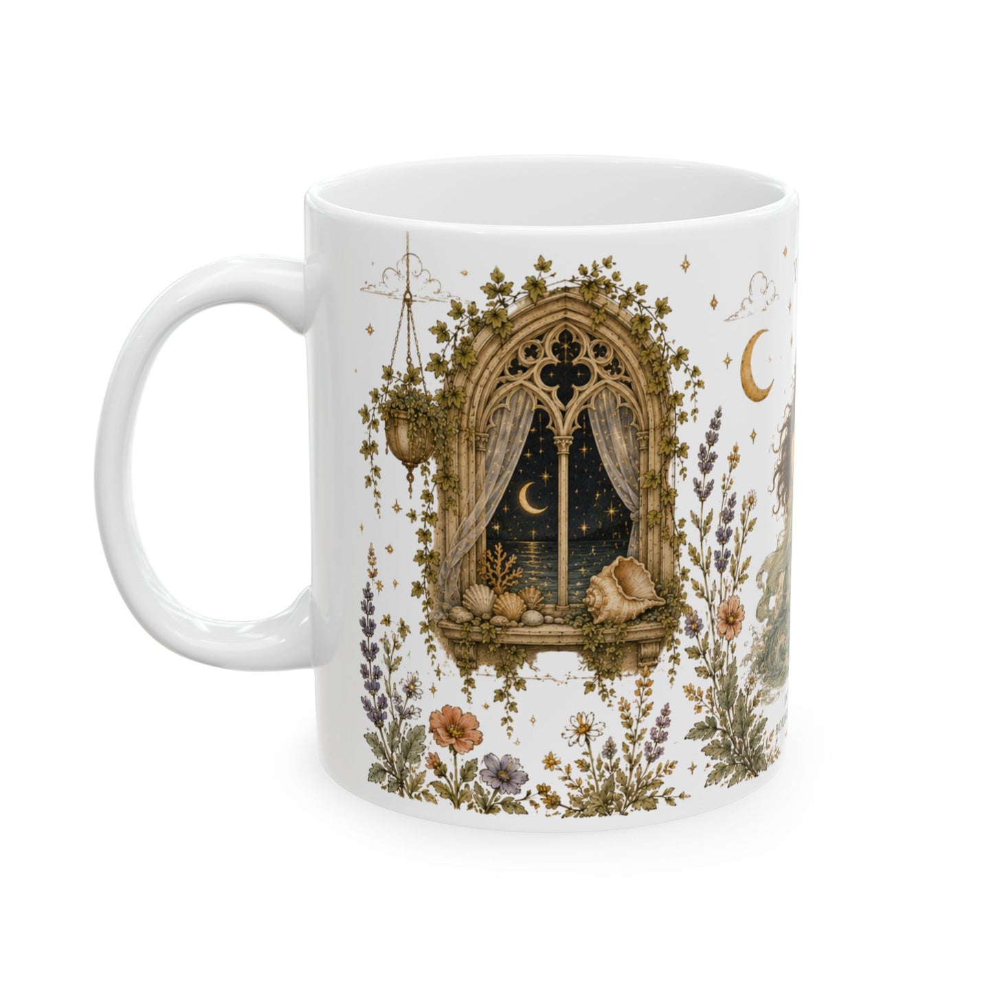 Pisces Zodiac Ceramic Mug – Vintage Botanical Astrology Coffee Cup (11oz)