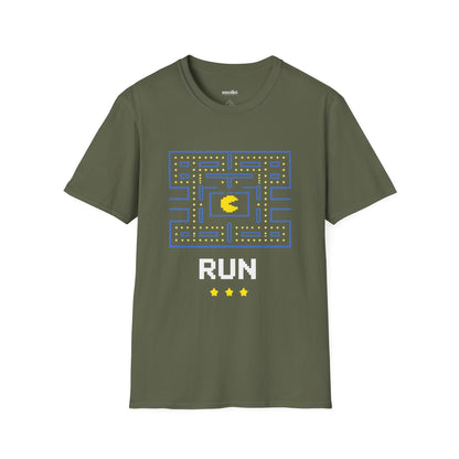 Pac-Man Maze Tee — Retro Arcade "RUN" Graphic T-Shirt