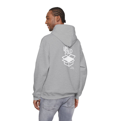 Hoodie — UNFOLD Box Graphic Pullover (Minimal Logo)