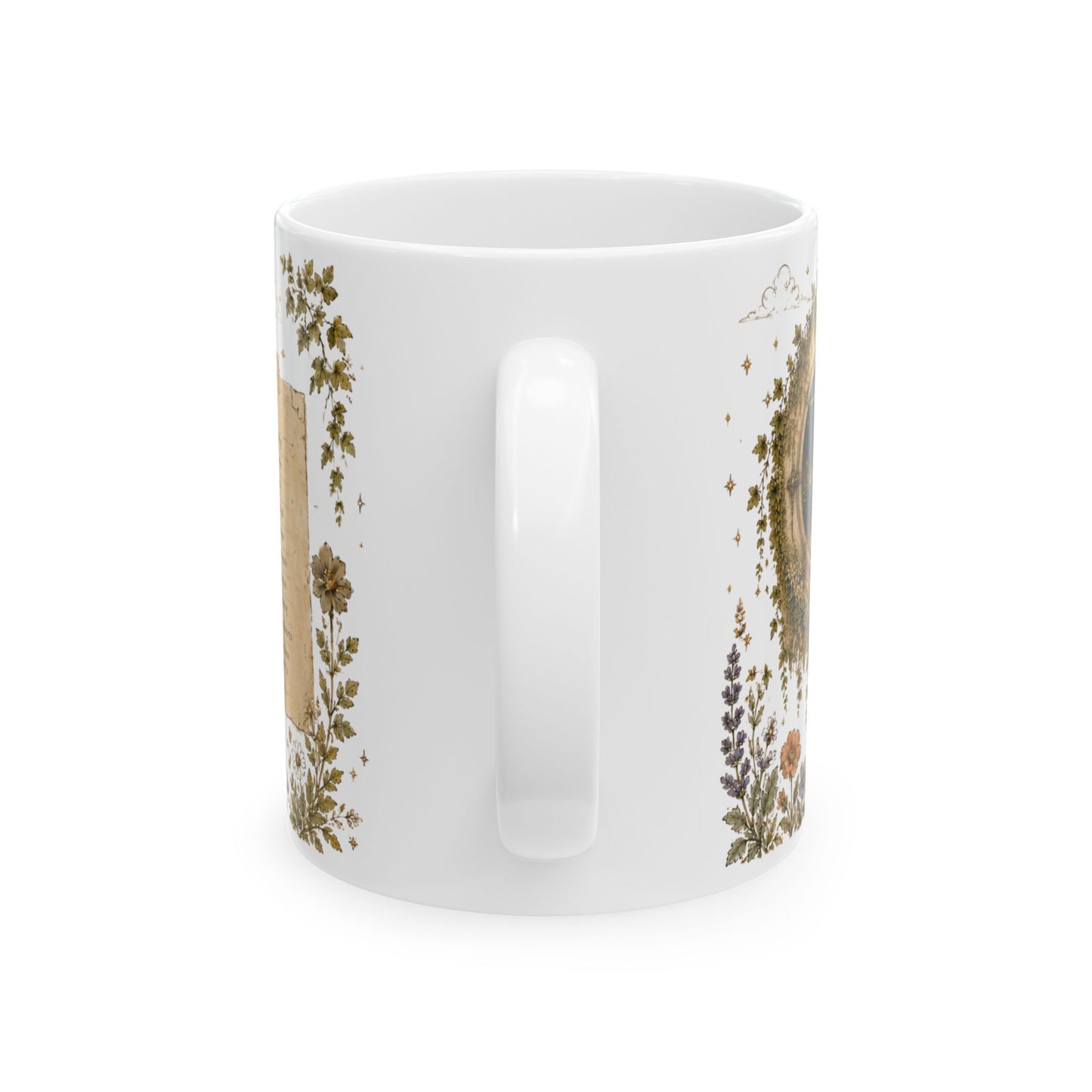 Cancer Zodiac Ceramic Mug – Vintage Botanical Astrology Coffee Cup (11oz)