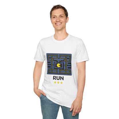 Pac-Man Maze Tee — Retro Arcade "RUN" Graphic T-Shirt