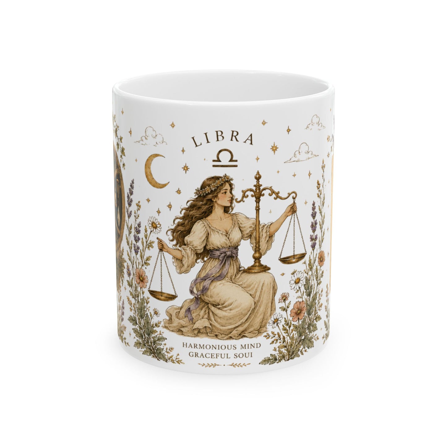 Libra Zodiac Mug — Vintage Botanical Astrology Coffee Cup (11oz)