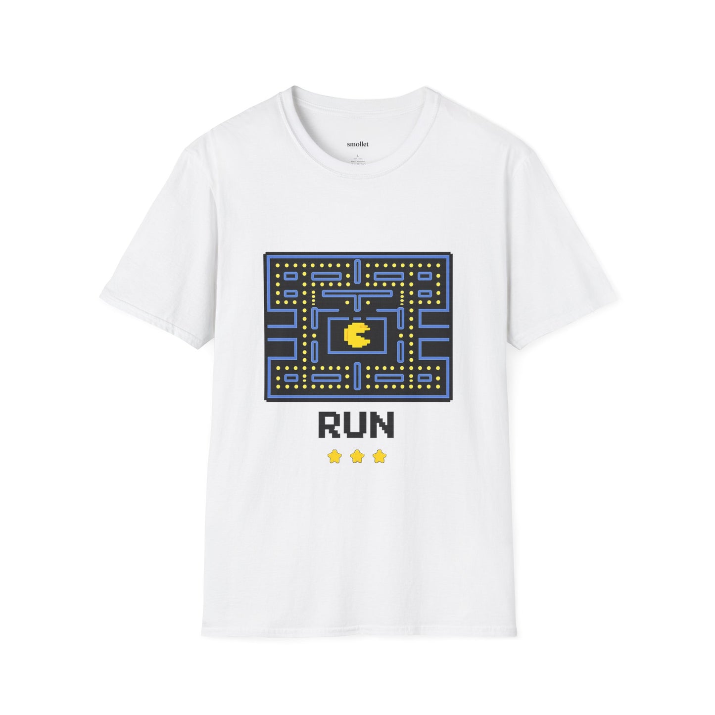 Pac-Man Maze Tee — Retro Arcade "RUN" Graphic T-Shirt