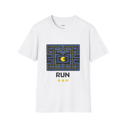Pac-Man Maze Tee — Retro Arcade "RUN" Graphic T-Shirt