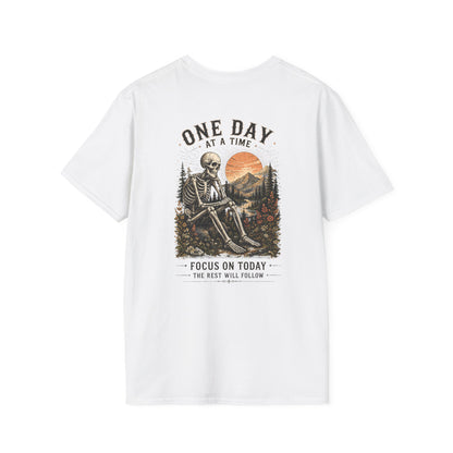 One Day at a time Skull Pocket T-Shirt