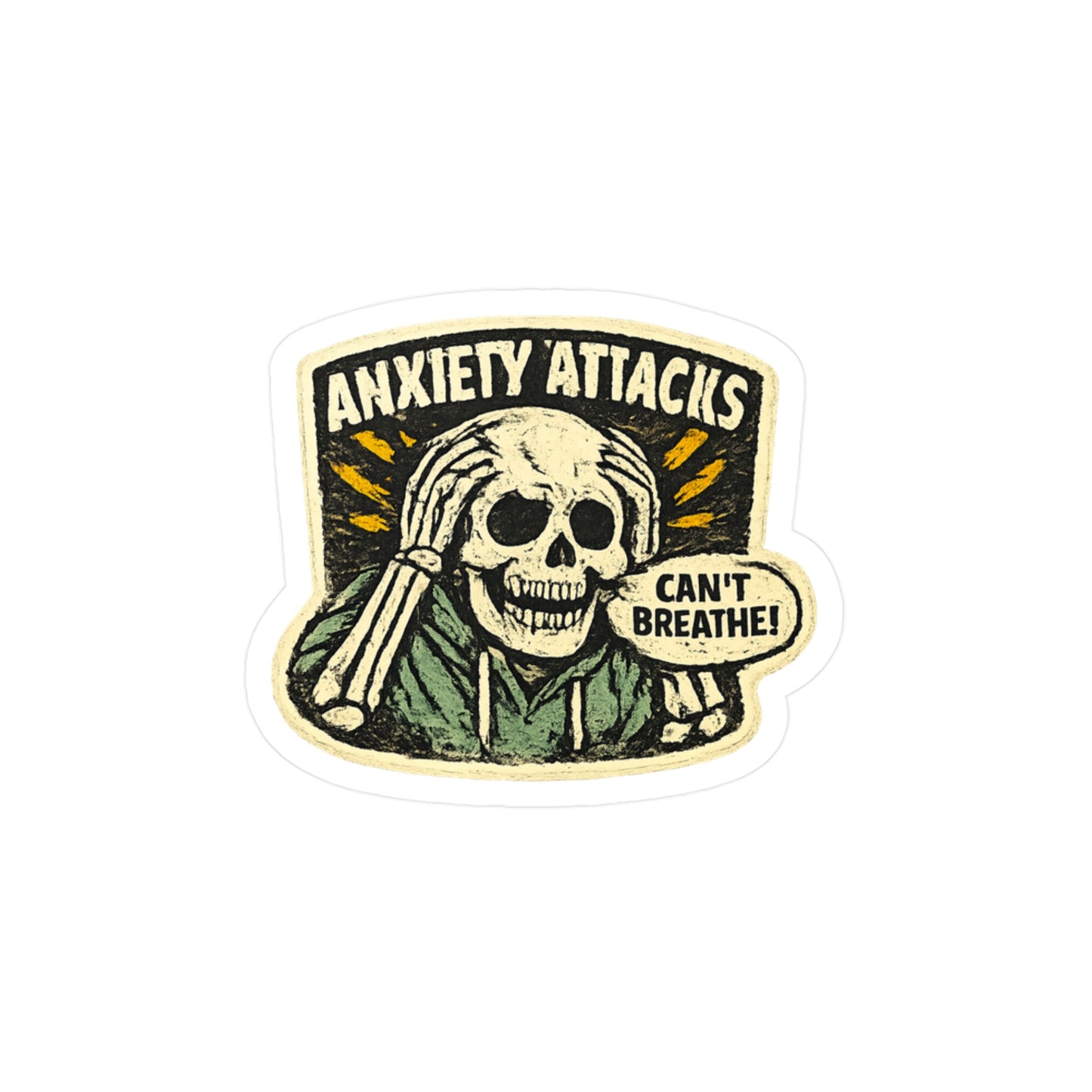 Anxiety Attacks Skull Sticker — Kiss-Cut Vinyl Decal