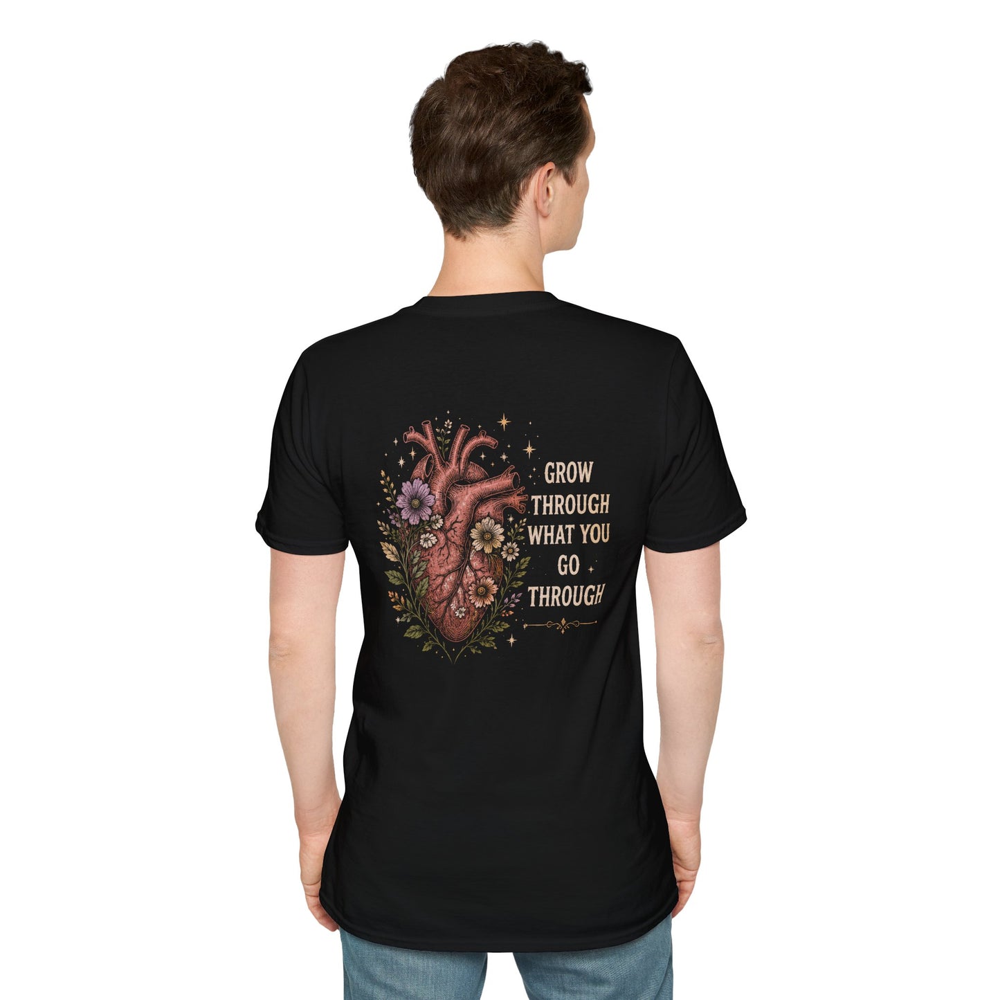 Floral Heart Chest Pocket T‑Shirt