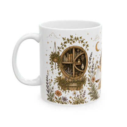 Libra Zodiac Mug — Vintage Botanical Astrology Coffee Cup (11oz)