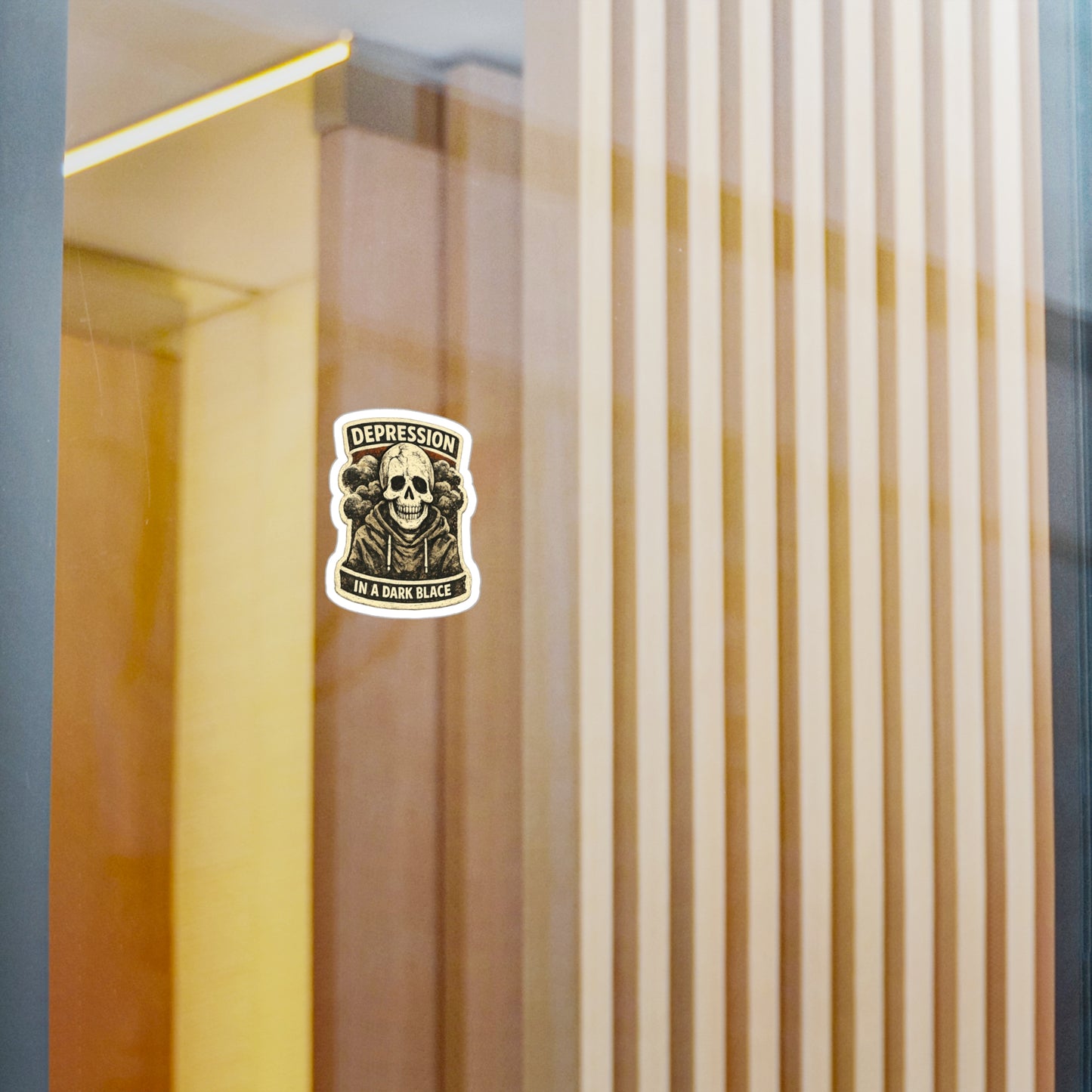 Depression In A Dark Place Skull Sticker — Kiss-Cut Vinyl Decal