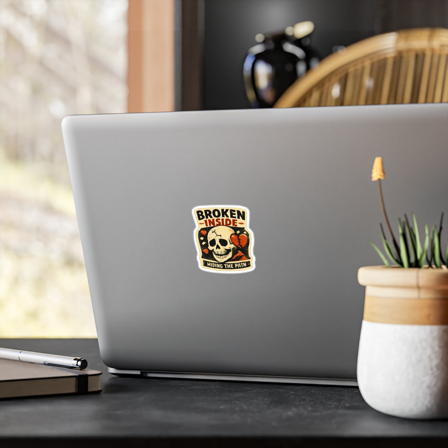 Broken Inside Skull Sticker — Kiss-Cut Vinyl Decal