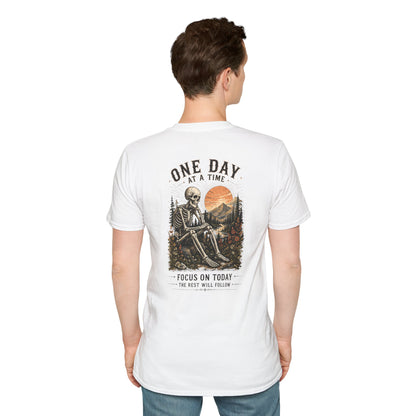 One Day at a time Skull Pocket T-Shirt