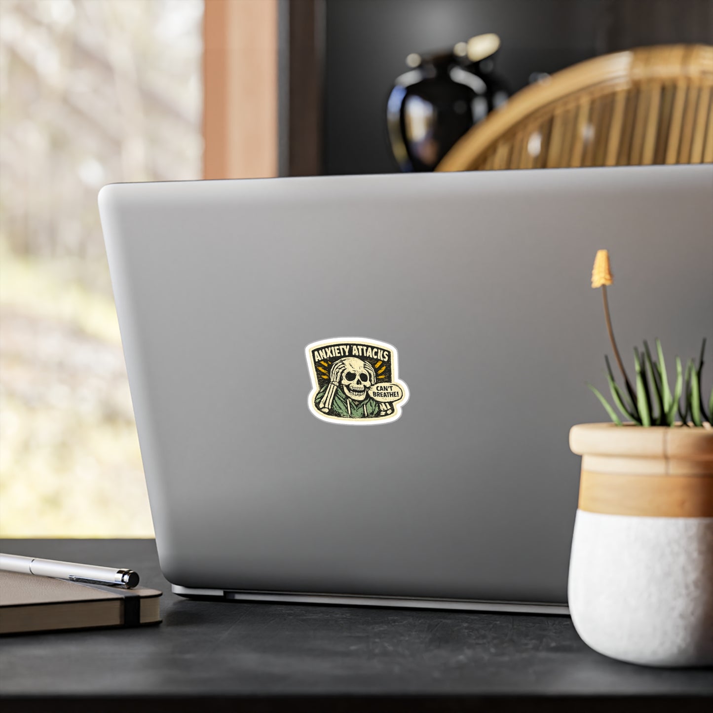 Anxiety Attacks Skull Sticker — Kiss-Cut Vinyl Decal