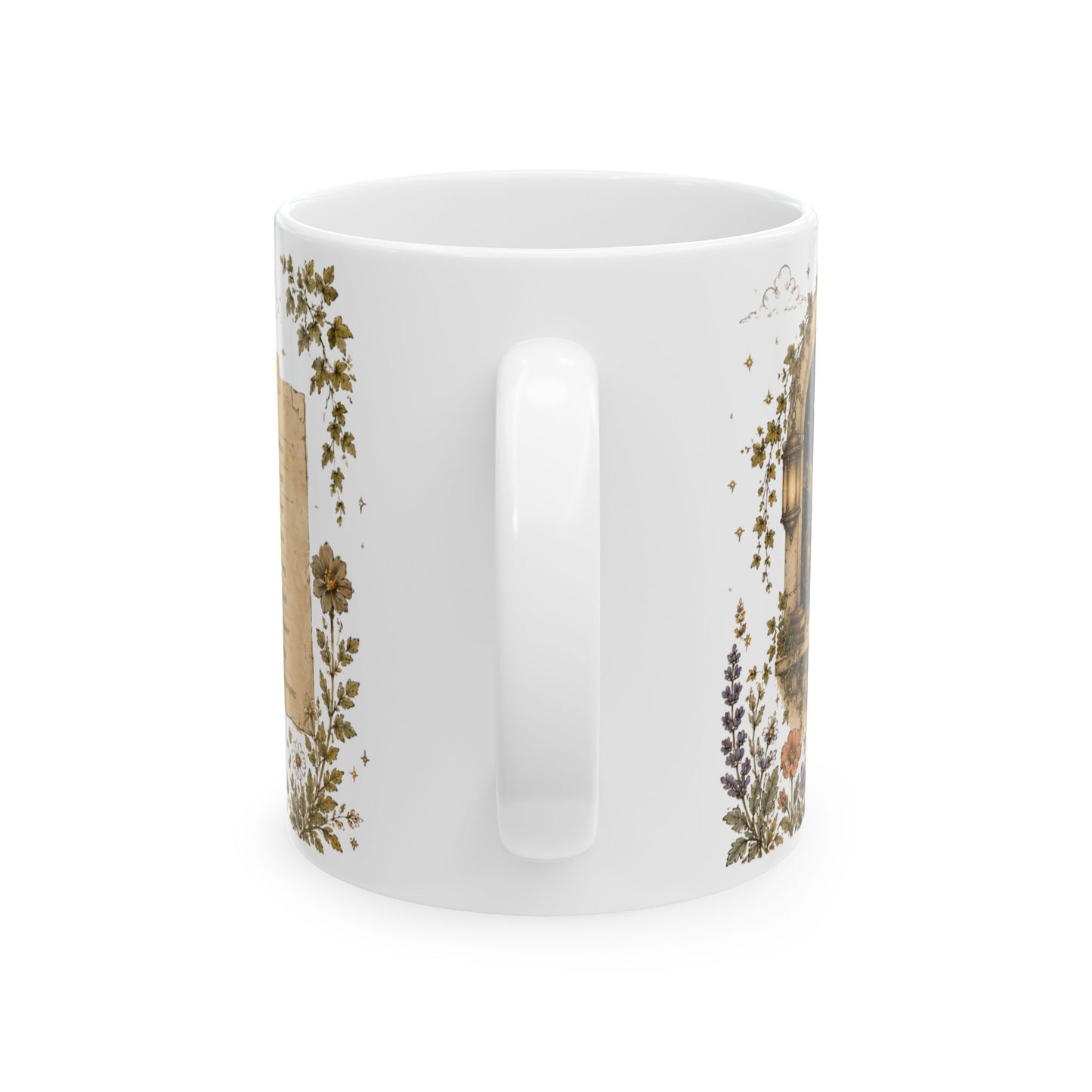 Aries Zodiac Ceramic Mug – Vintage Botanical Astrology Coffee Cup (11oz)