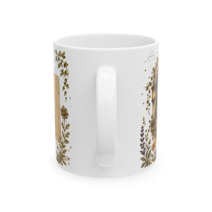 Aries Zodiac Ceramic Mug – Vintage Botanical Astrology Coffee Cup (11oz)