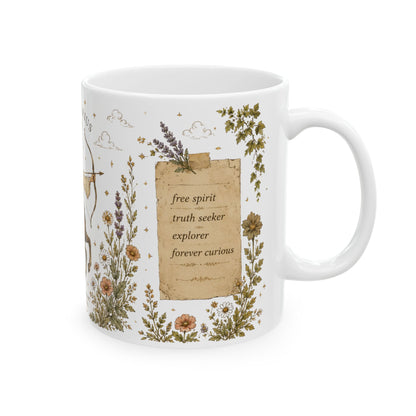 Sagittarius Zodiac Mug — Vintage Botanical Astrology Coffee Cup (11oz)