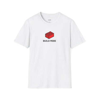 Build Mode T‑Shirt — Red Brick Graphic Tee for Builders & Lego Fans