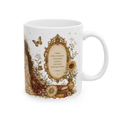 Leo Zodiac Ceramic Mug – Vintage Botanical Astrology Coffee Cup (11oz)