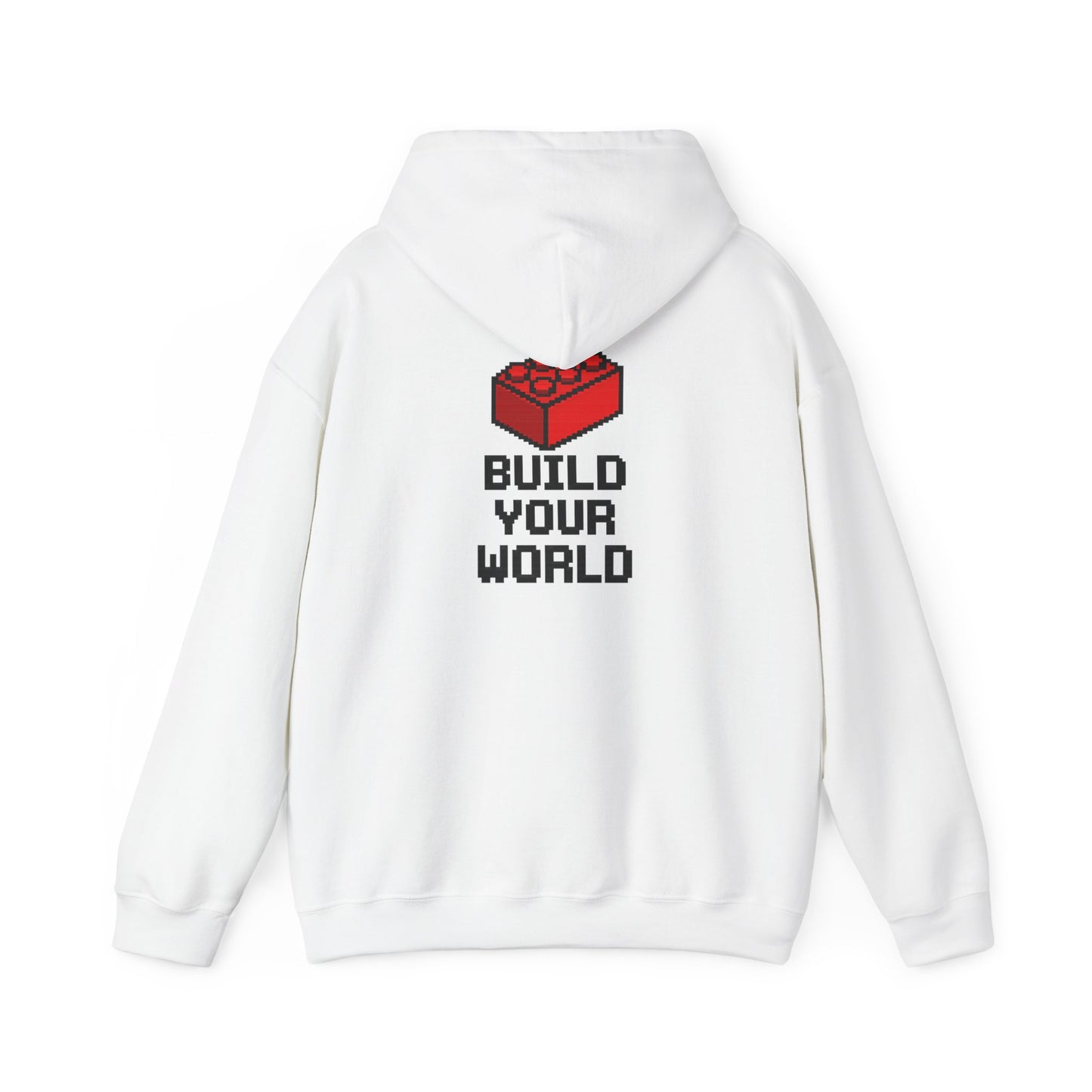Hoodie — "Build Your World" Pixel Brick Hoodie