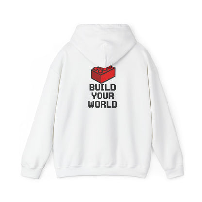Hoodie — "Build Your World" Pixel Brick Hoodie