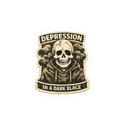 Depression In A Dark Place Skull Sticker — Kiss-Cut Vinyl Decal