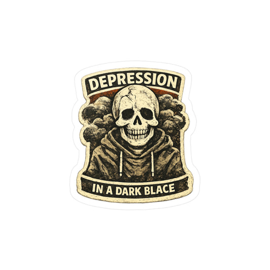 Depression In A Dark Place Skull Sticker — Kiss-Cut Vinyl Decal