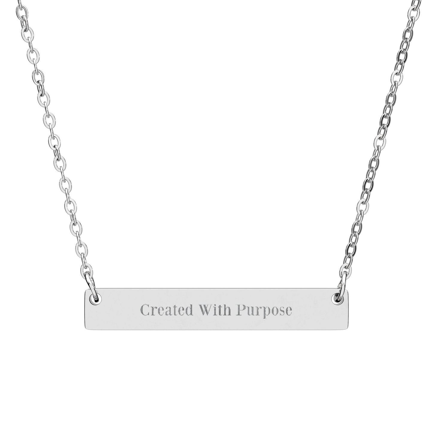 "Created with Purpose"  - Engravable Horizontal Bar Necklace