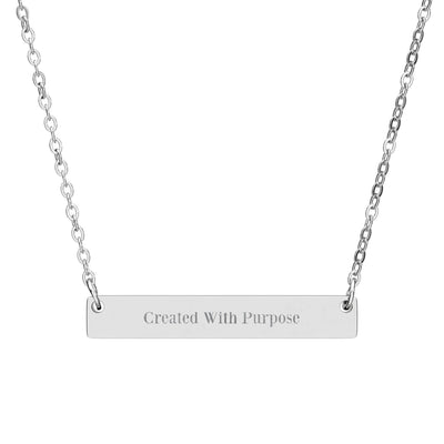 "Created with Purpose"  - Engravable Horizontal Bar Necklace
