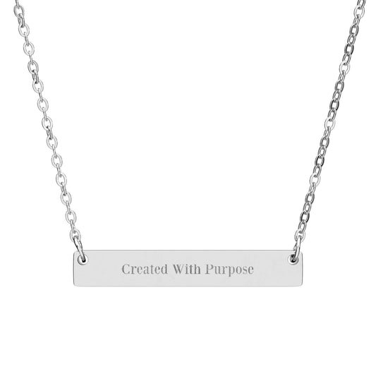 "Created with Purpose"  - Engravable Horizontal Bar Necklace